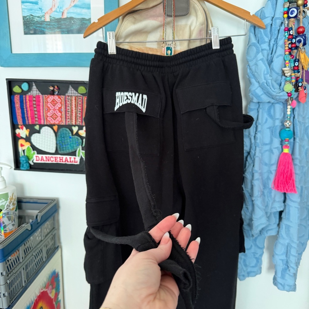 Nino Breeze x Hoesmad LA upcycled Y2K Victoria’s Secret pink cargo sweatpants
